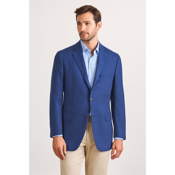 Peter Millar Mens 40R Wool Sport Coat Blue Plaid Blazer Preppy Old Money Classic - Picture 1 of 13